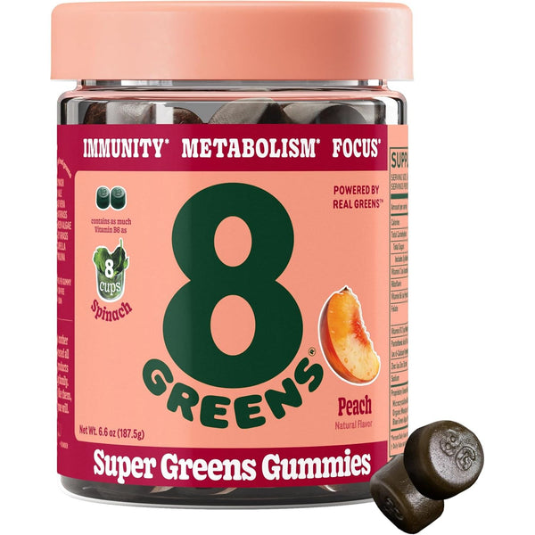 8Greens Supergreens Gummies - Peach Flavor, 50 Gummies