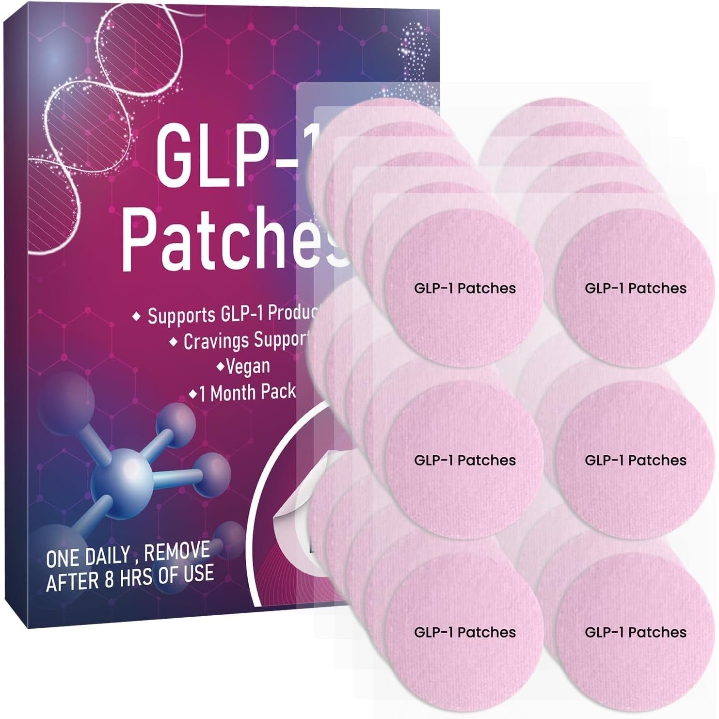 KMLWXD GLP-1 Patches – 30 Patches | Needle-Free Appetite Control & Metabolic Support