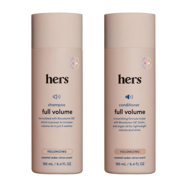 Hers Full Volume Shampoo & Conditioner Set – 2 x 190ml | Boosts Volume & Strengthens Fine Hair