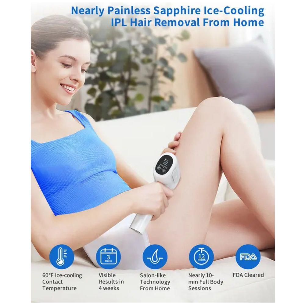 【48%OFF】IPL At-Home Ice-Cooling Laser Hair Removal Device with Sapphire Technology for Women and Men, Effortless and Comfort IPL Hair Removal Device for Body, Face, Bikini Line, Legs, Armpit, Unlimited Flashes, FDA Cleared