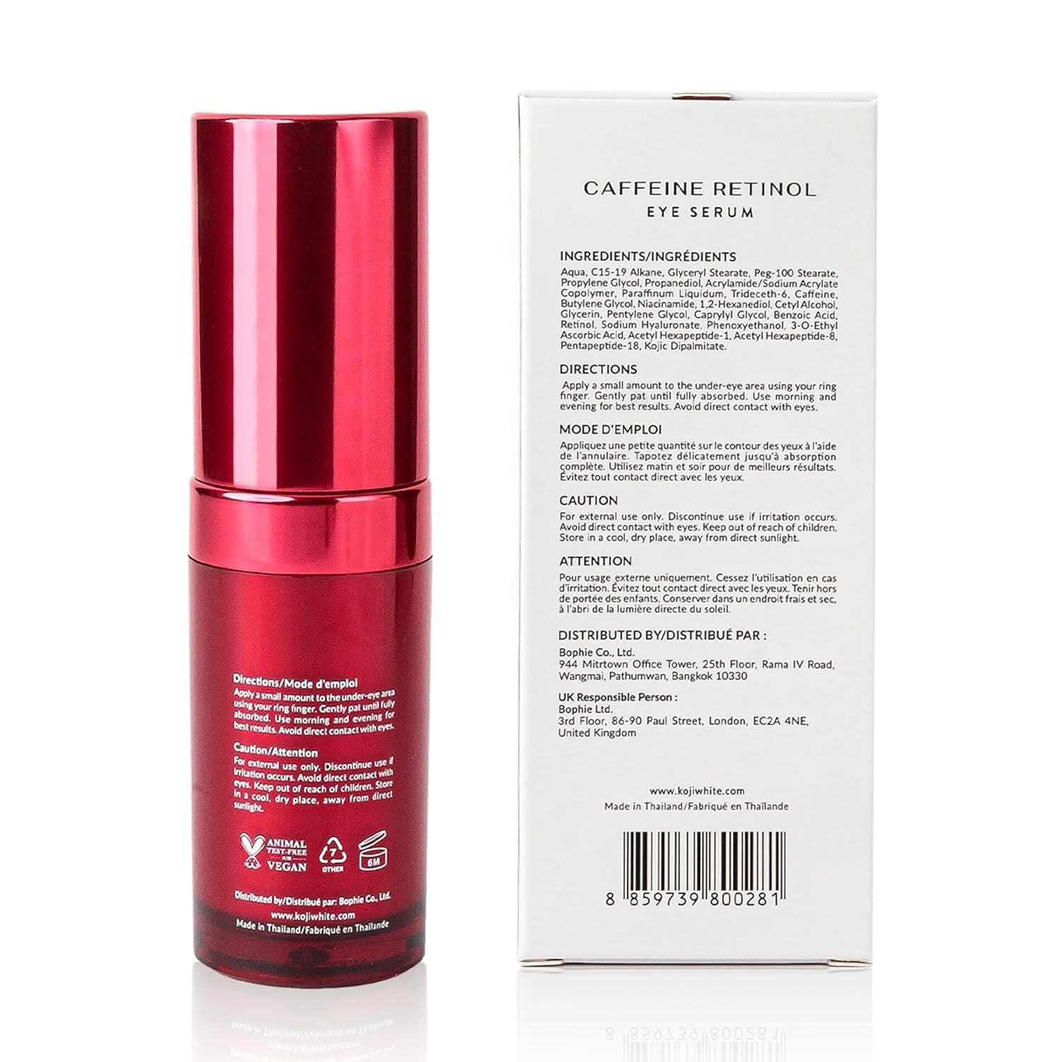 3% Caffeine Eye Serum for Puffiness & Dark Circles with 0.2% Retinol, Peptides, Hyaluronic Acid & Vitamin C - Fragrance-Free, Unscented for Sensitive Skin, Vegan Skincare 0.50 Fl Oz