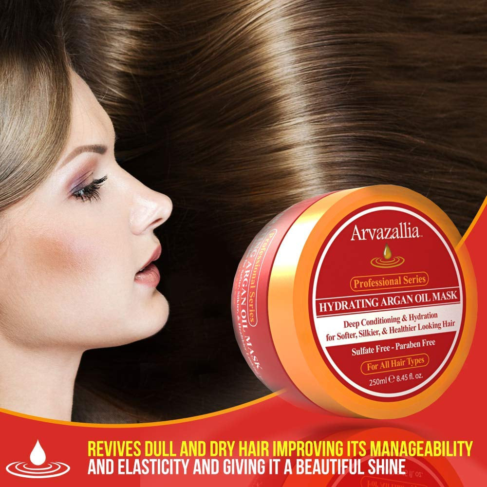 Arvazallia Hydrating Argan Oil Mask – 250ml | Deep Moisture & Repair for Dry, Damaged Hair