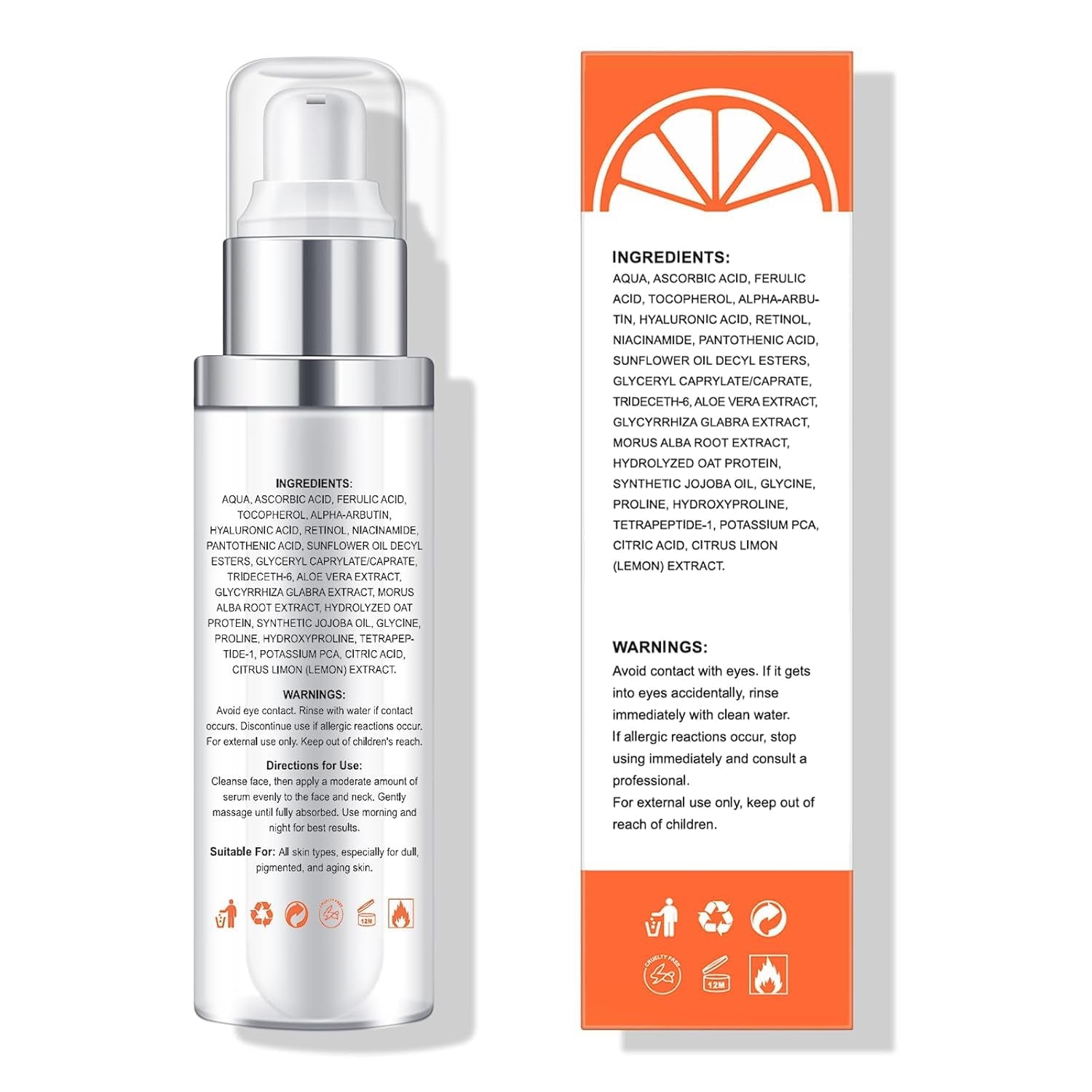 20% Vitamin C Serum, Retinol Serum for Face, Dark Spot Remover for Face, CE Ferulic Acid, Hyaluronic Acid, Hydrate & Plump Skin Care anti Aging Wrinkle Brightening Skincare -1 Fl Oz.