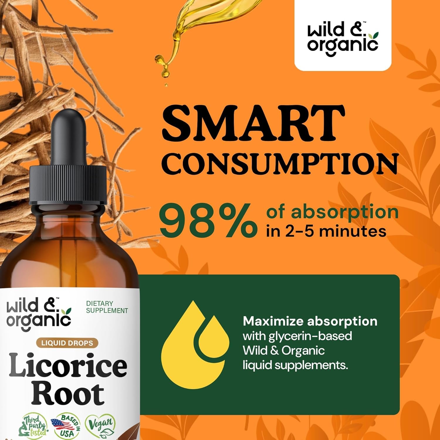 Licorice Root Tincture - Digestive, Lung & Skin Support - Licorice Root Extract Liquid Drops - Vegan, Sugar & Alcohol-Free Supplement - 4 Fl Oz