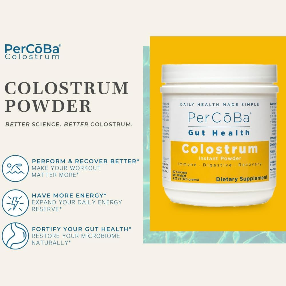 PERCOBA Gut Health Colostrum Instant Powder – 250g | First-Milking Bovine Colostrum for Digestion, Immunity & Recovery