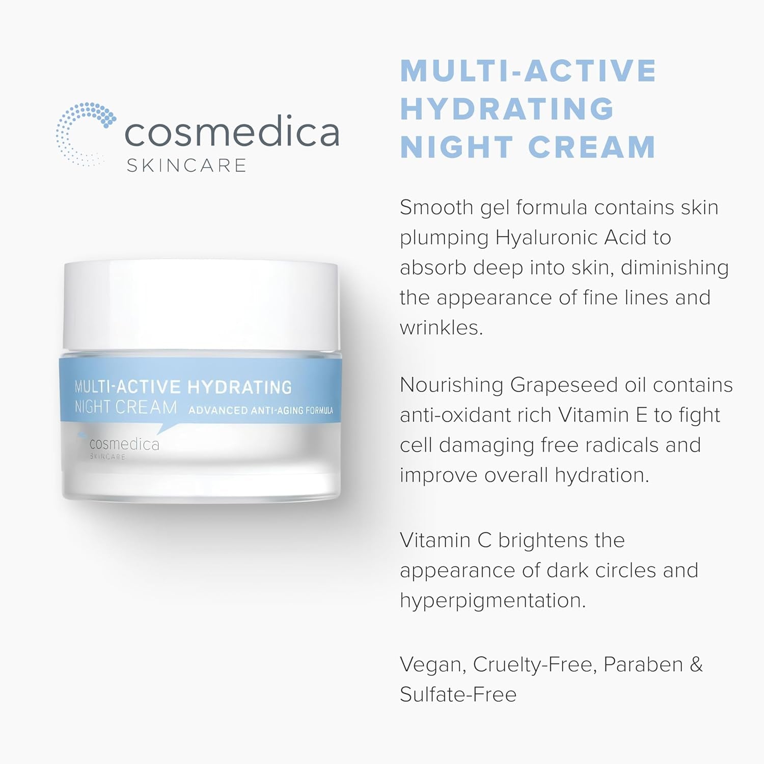 Cosmedica Skincare Multi-Active Hydrating Night Cream – 60ml | Anti-Aging, Brightening & Deep Hydration for All Skin Types