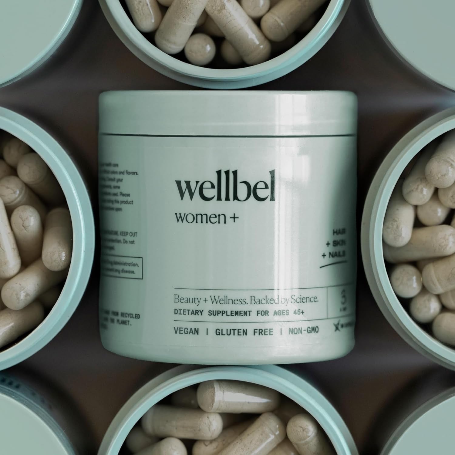 WELLBEL Women+ Clean Hair, Skin & Nails Supplement – 90 Capsules | Menopause Support for Thinning Hair & Radiant Skin (Ages 45+)