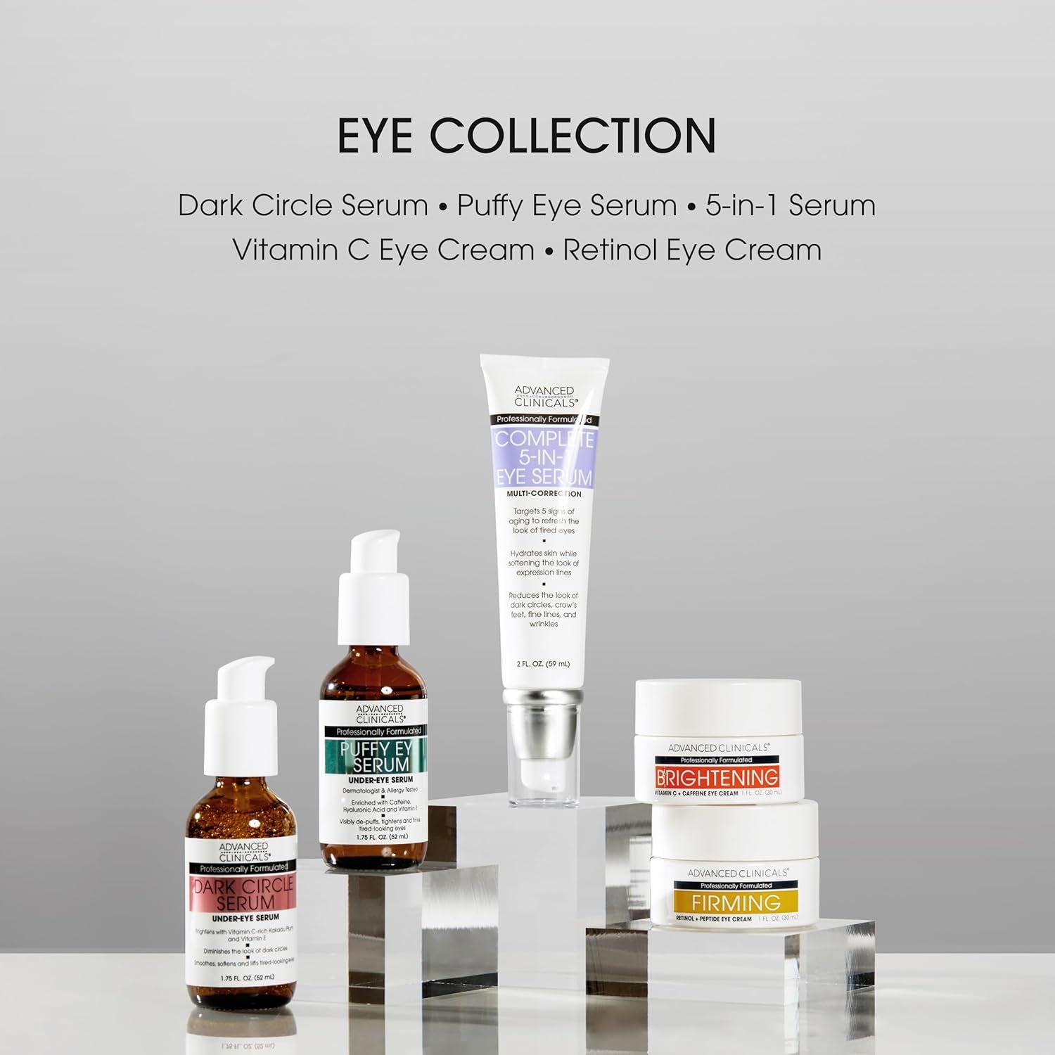 Advanced Clinicals Complete 5-In-1 Eye Serum – 59ml | Targets Dark Circles, Puffiness & Fine Lines