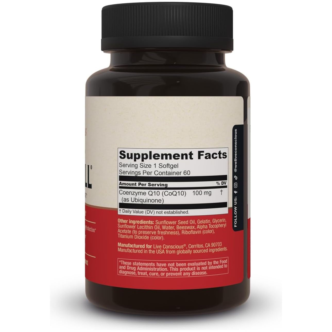 Live Conscious CoQWell – 60 Softgels | Advanced CoQ10 Formula for Heart, Energy & Immune Support