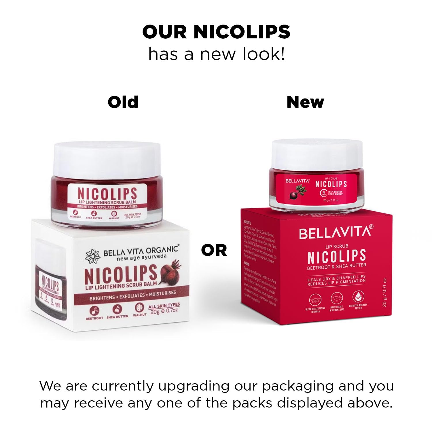 Bella Vita Organic Lip Scrub NICOLIPS – 20g | Exfoliate, Hydrate & Brighten Lips