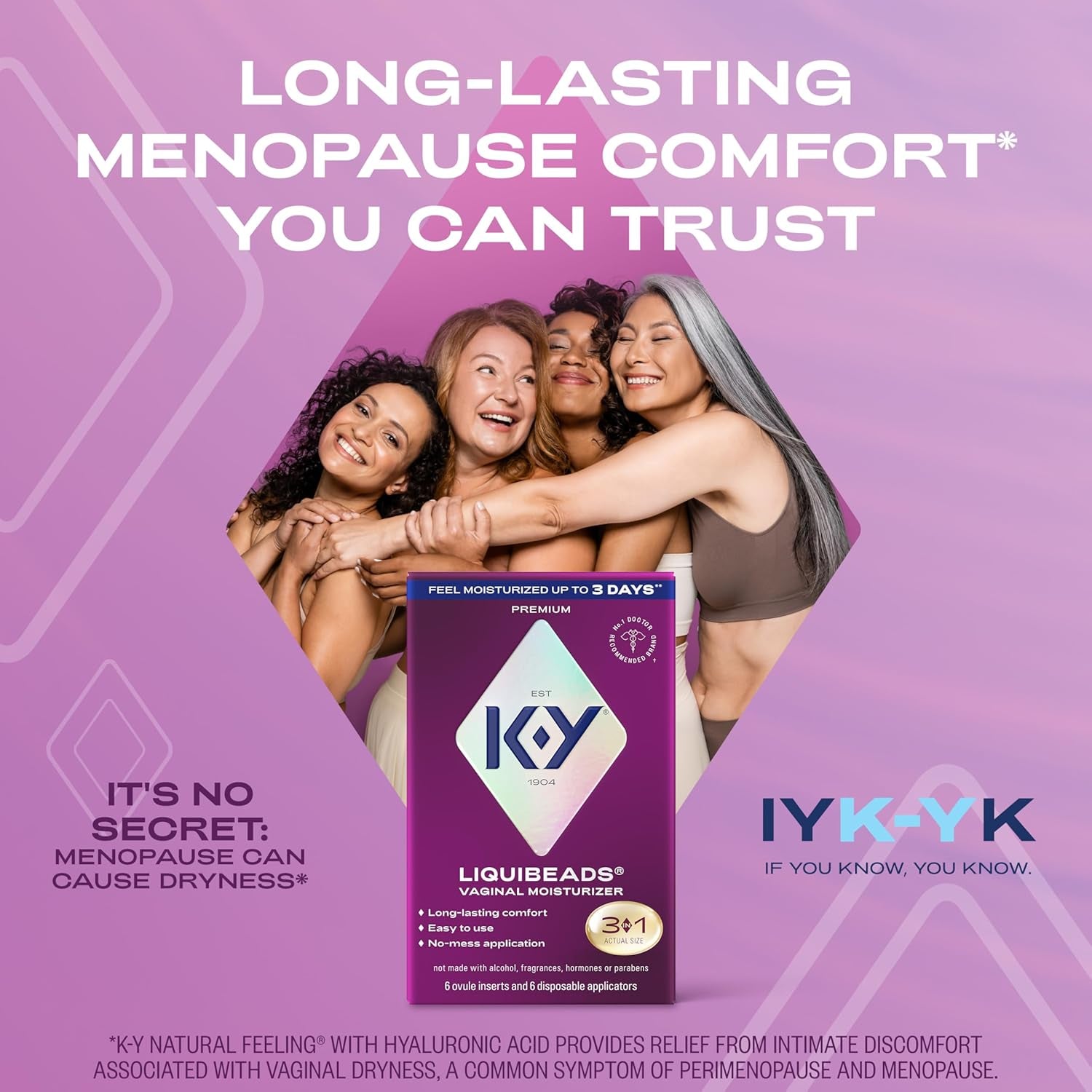 K-Y Liquibeads Vaginal Moisturizer – 6 Ovule Inserts & 6 Disposable Applicators | Long-Lasting Intimate Comfort & Hydration