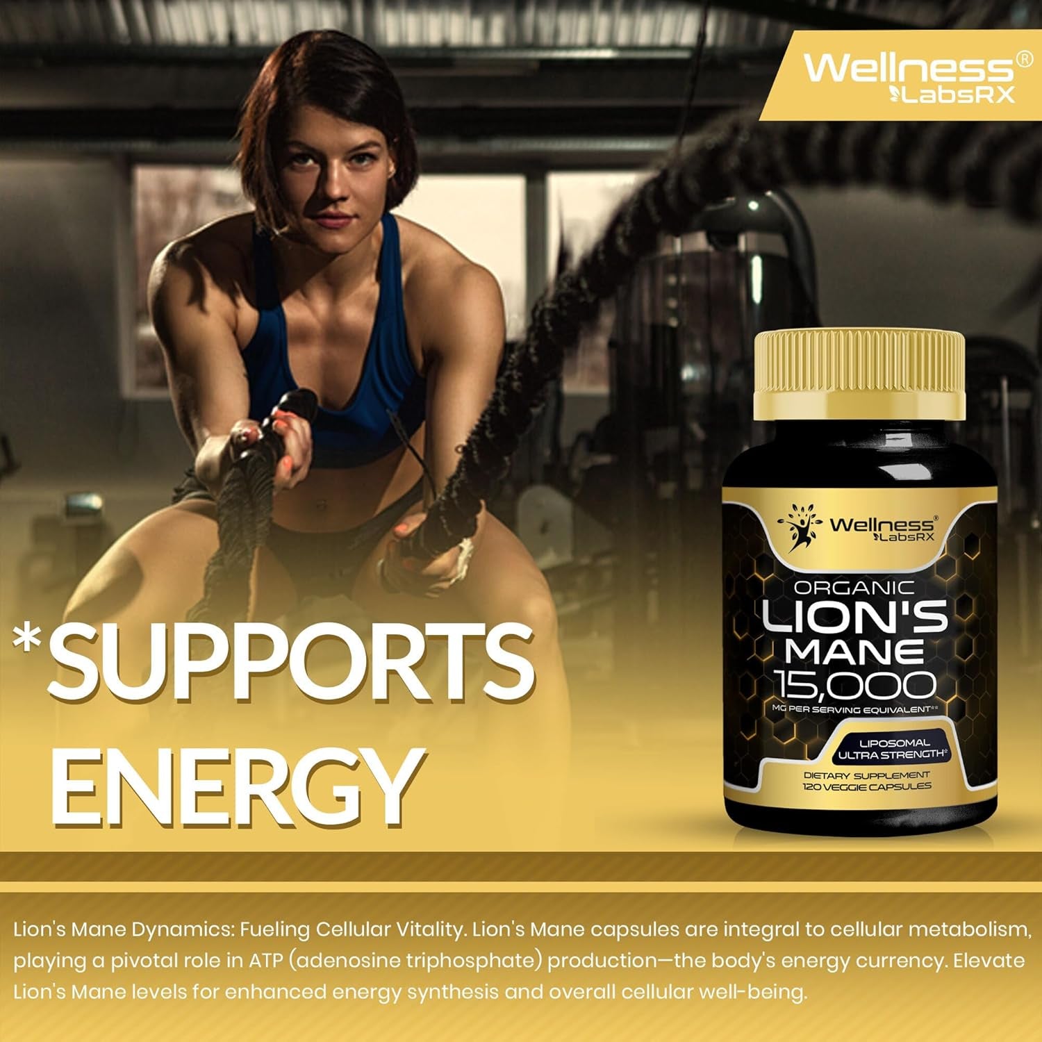 WELLNESS LABSRX Organic Lion's Mane 15,000MG - 120 Capsules