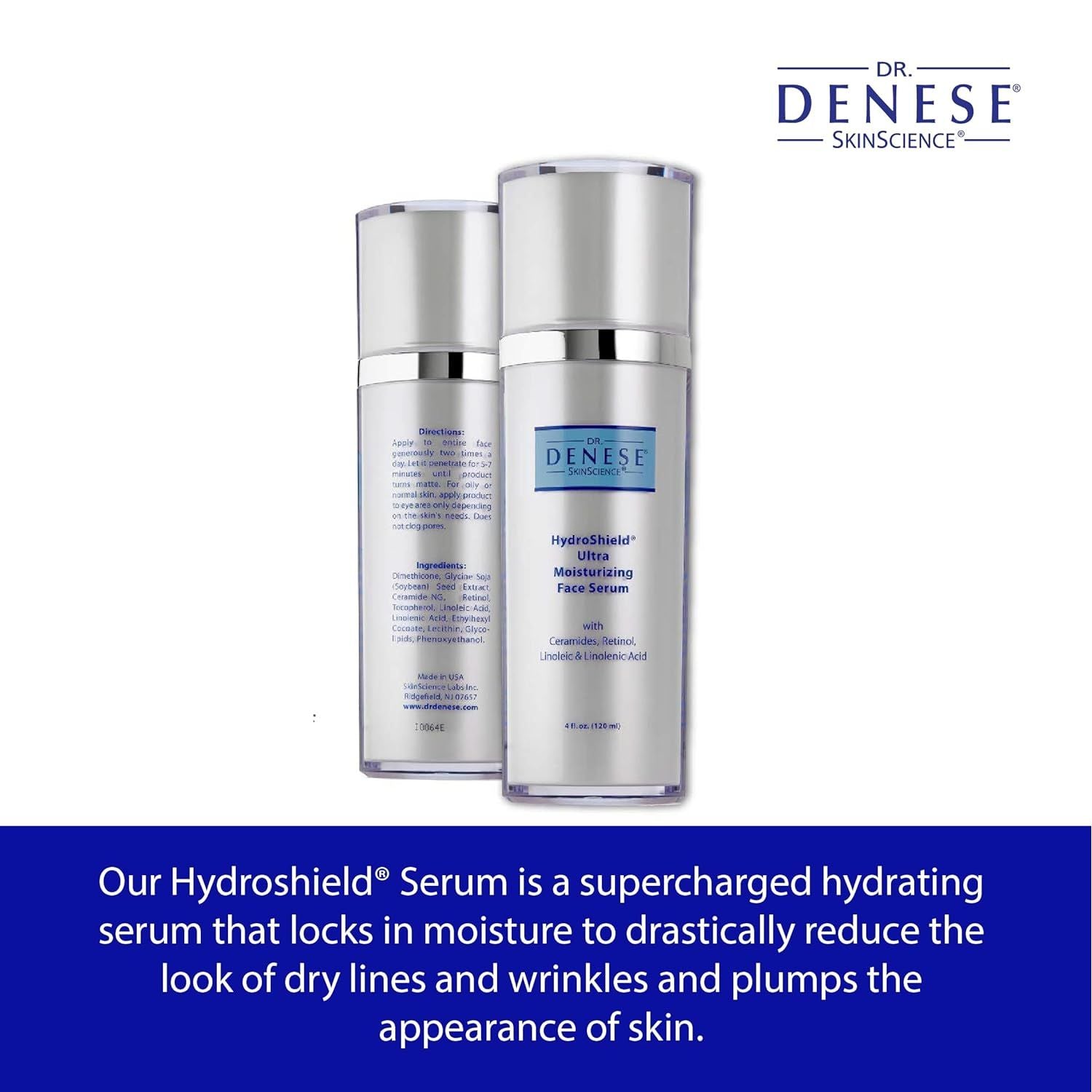 Dr. Denese SkinScience HydroShield Ultra Moisturizing Face Serum – 120ml | Advanced Hydration, Lipid Barrier & Anti-Ageing Care