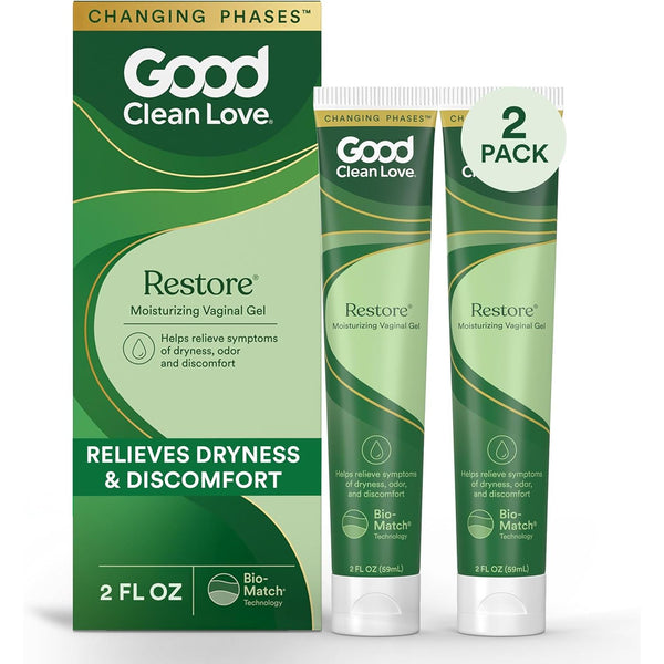 Good Clean Love Restore Moisturizing Vaginal Gel – 59ml x 2 Pack | Natural Relief for Dryness & pH Balance Support