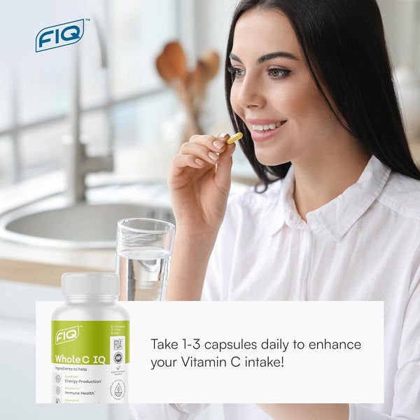 FIQ Whole C IQ – 90 Capsules | Plant-Based Vitamin C for Energy, Immunity & Antioxidant Support