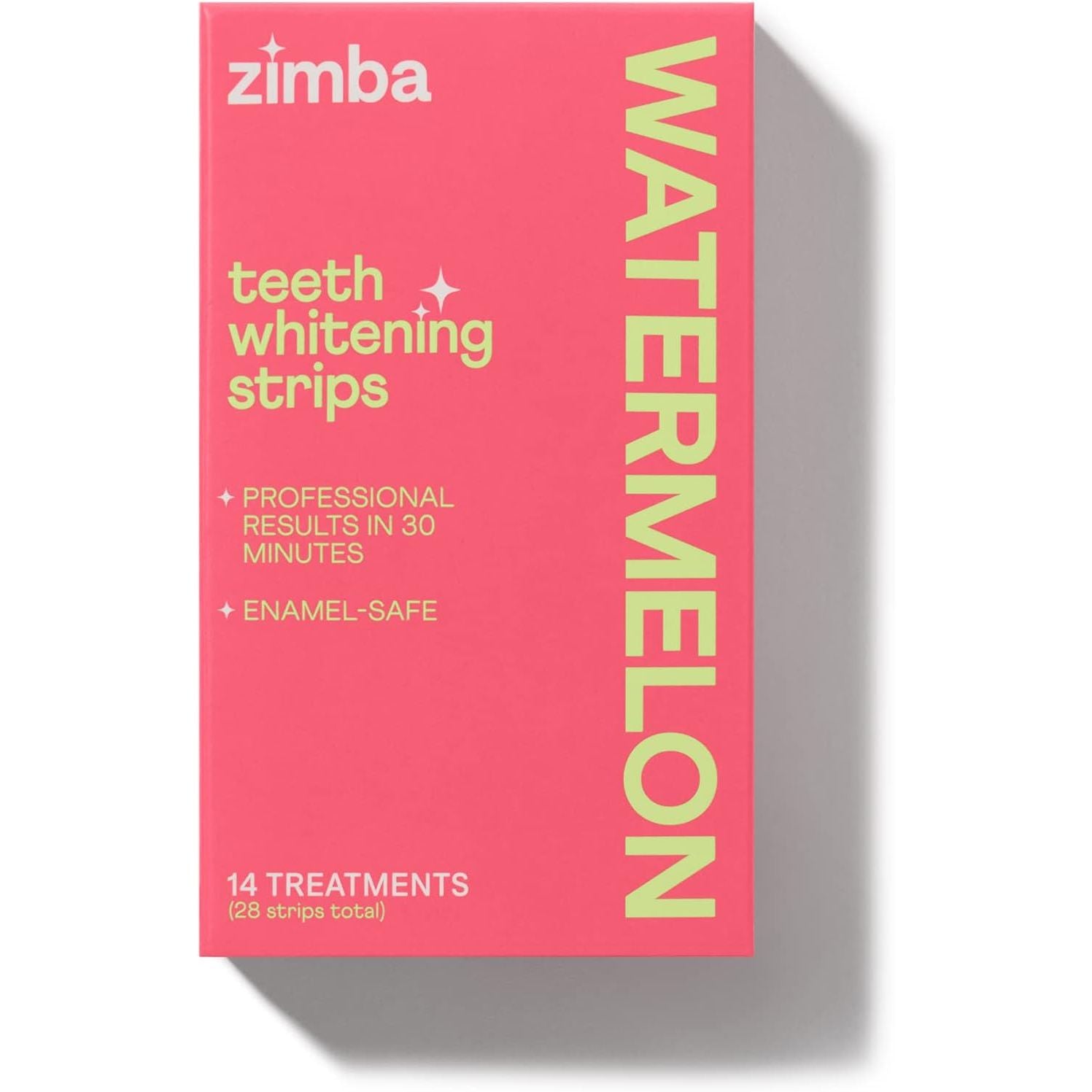 Zimba Watermelon Teeth Whitening Strips – 14 Treatments (28 Strips) | Whiten Teeth, Remove Stains & Refresh Breath