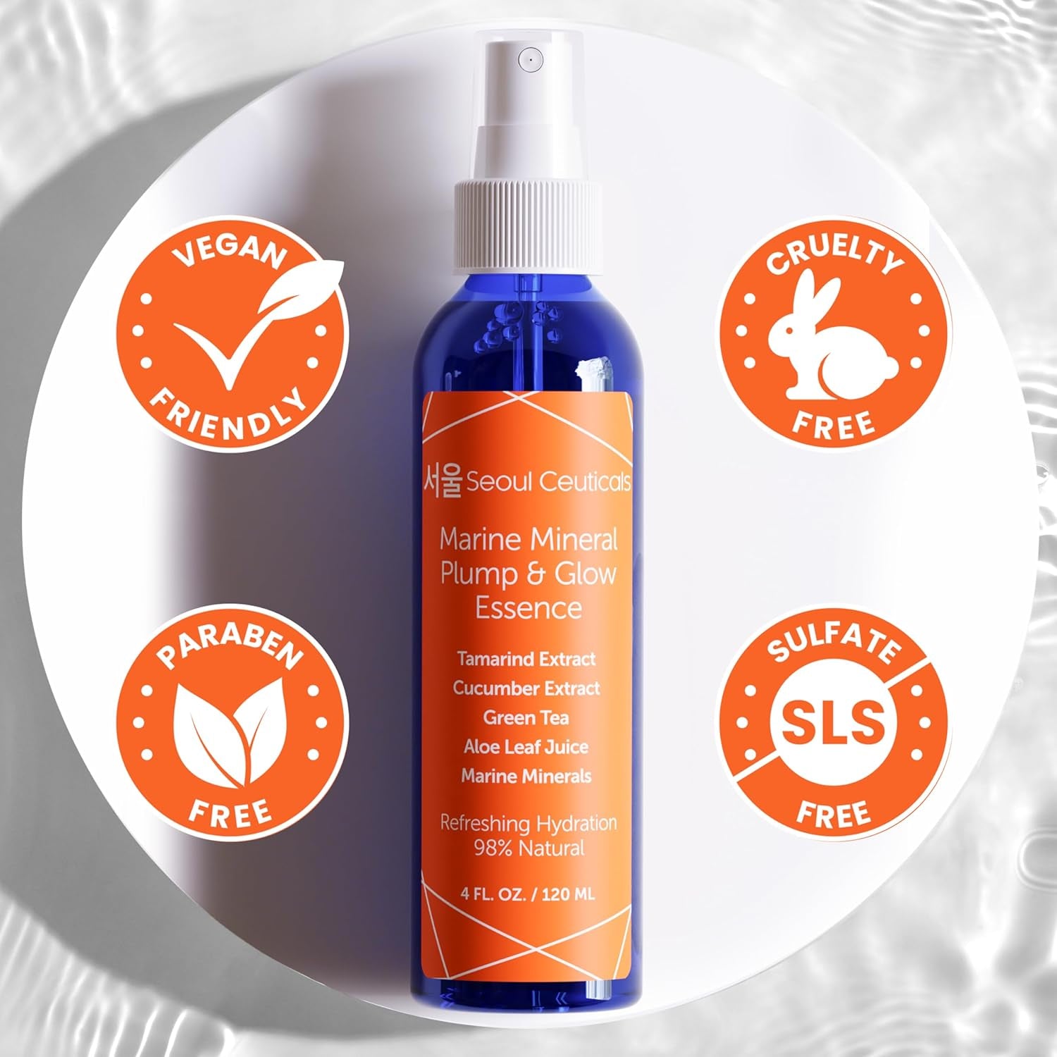 SeoulCeuticals Marine Mineral Plump & Glow Essence – 120ml | Hydrating K-Beauty Essence with Aloe, Cucumber & Tamarind