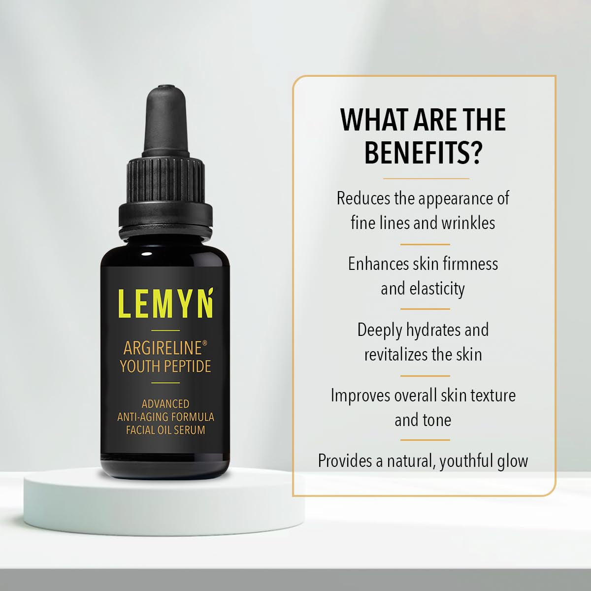 Lemyn Organics Argireline Youth Peptide Facial Oil Serum – 30ml | Anti-Wrinkle, Hydrating & Firming Botanical Blend