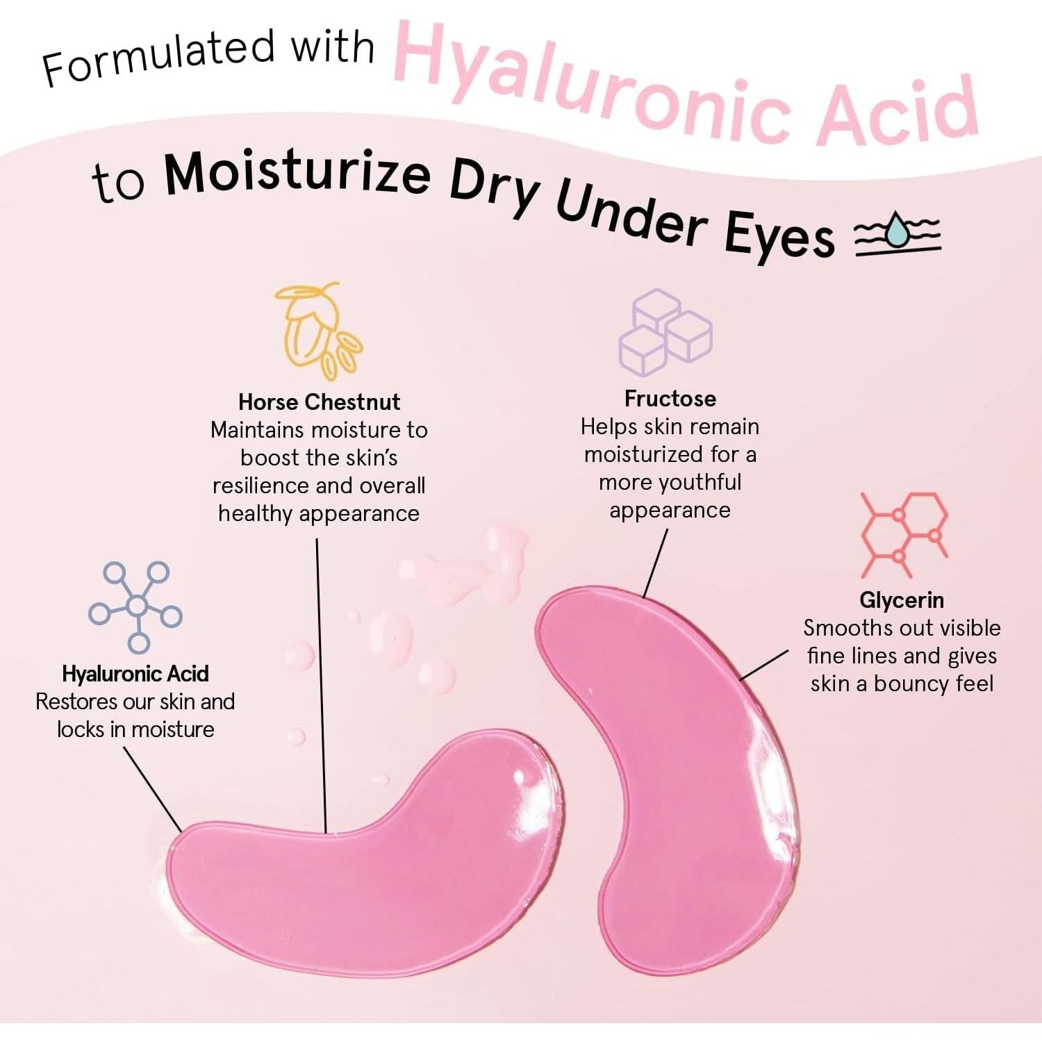 Award Winning under Eye Mask - Reduce Dark Circles, Puffy Eyes, Undereye Bags, Wrinkles - Gel under Eye Patches, Vegan Cruelty-Free Self Care by Grace and Stella (48 Pairs, Pink)