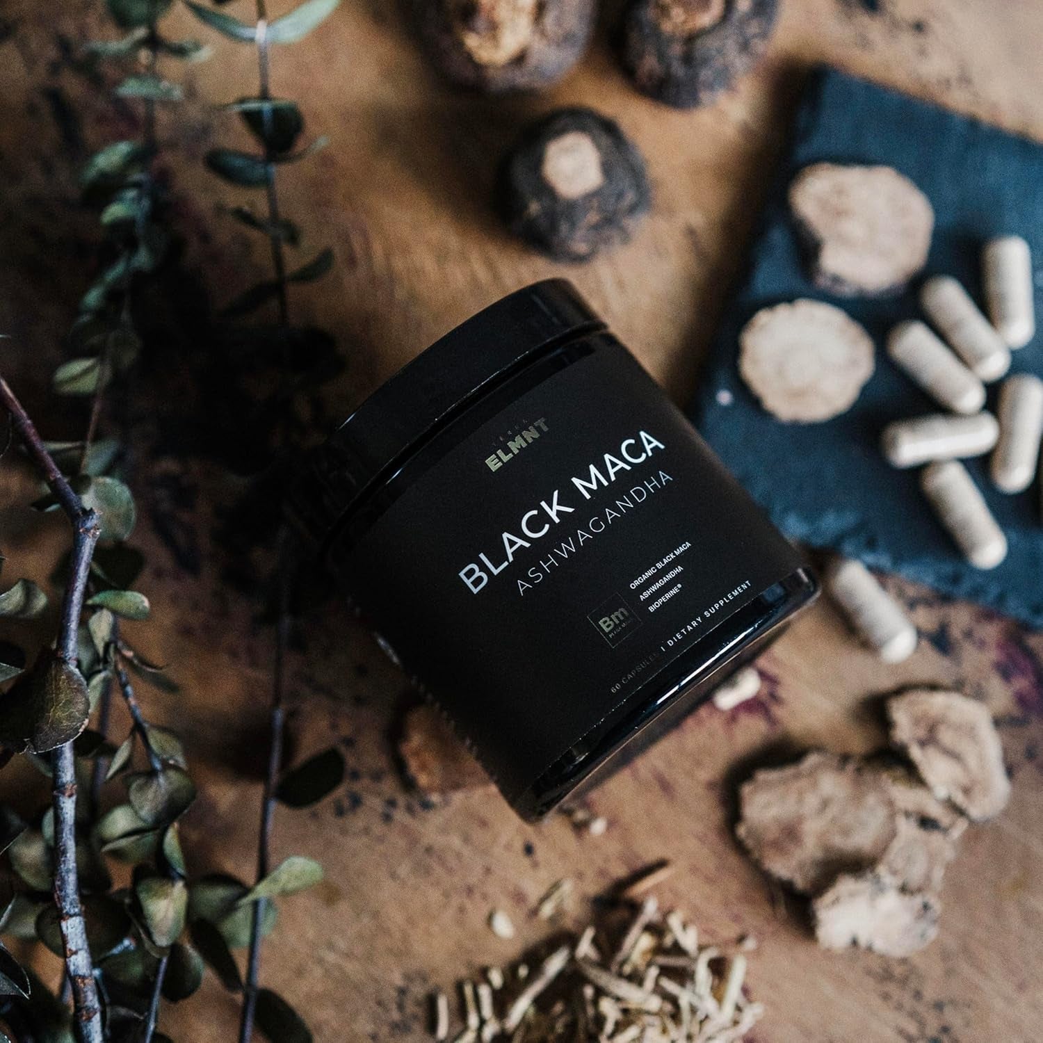 Terra Elmnt 40,000Mg 40X Strength Organic Black Maca Root + Ashwagandha - #1 Highest Potency Black Maca Root Capsules for Men Supplement 100% Pure Maca Peruana 40:1 Extract Maca Powder Pills Male Booster