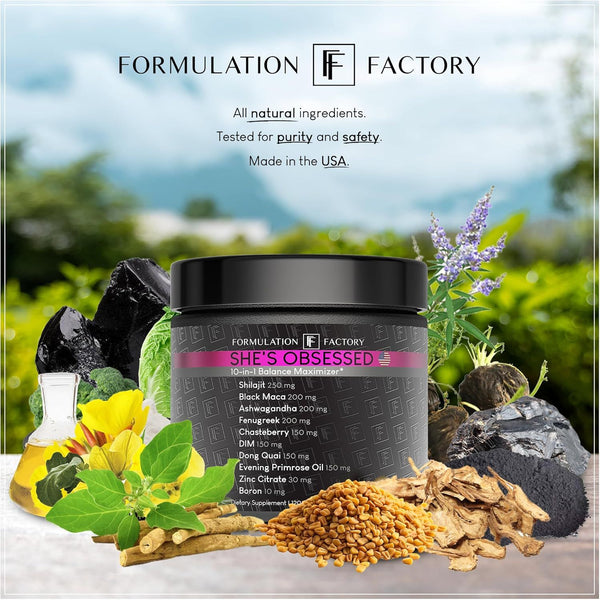 Formulation Factory She’s Obsessed: 10-In-1 Hormone Balance Maximizer – 120 Capsules | Mood, Energy & Vitality Support