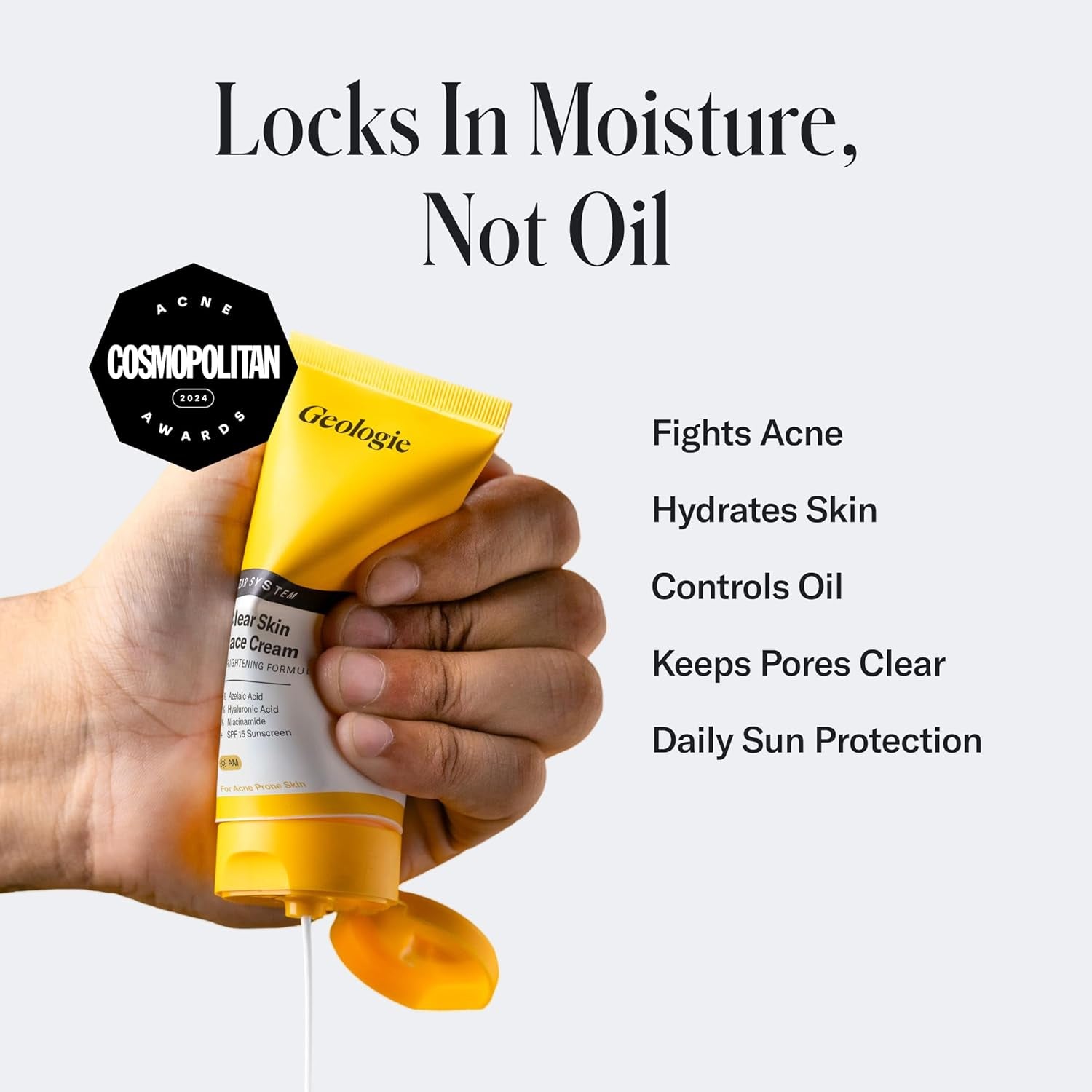 Geologie Clear System Clear Skin Face Cream Brightening Formula – 60ml | Acne Treatment, Hydration & SPF Protection