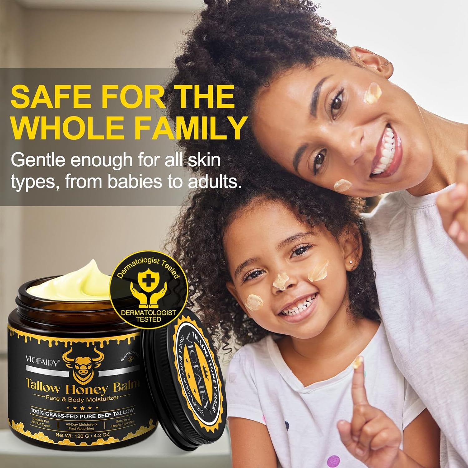 VIOFAIRY Tallow Honey Balm Face & Body Moisturizer – 120g | Fast-Absorbing Hydration & Nourishment