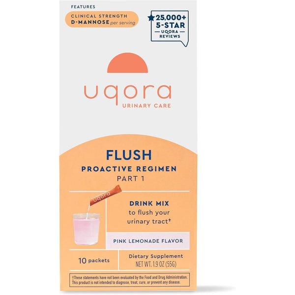 Flush - Urinary Tract* with D-Mannose, Vitamin C, Vitamin B6, Potassium, Magnesium & Calcium - Gluten-Free & Vegan - Pink Lemonade Flavor - 10 Packets (1 Pack)