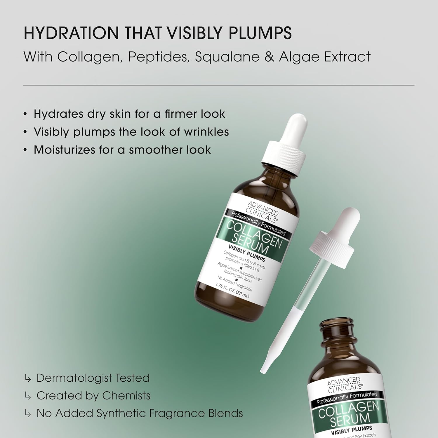 Collagen Serum for Face | Visible anti Aging Collagen Peptide Serum + Hyaluronic Acid Moisturizer Improves Look of Wrinkles, Dry Skin, & Fine Lines, No Added Fragrance, 1.75 Fl Oz