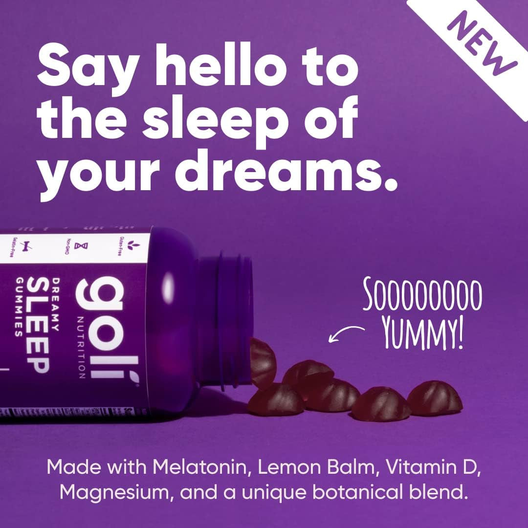 Goli Dreamy Sleep Gummies – 60 Gummies | Restful Sleep Support with Melatonin, Magnesium & Lemon Balm