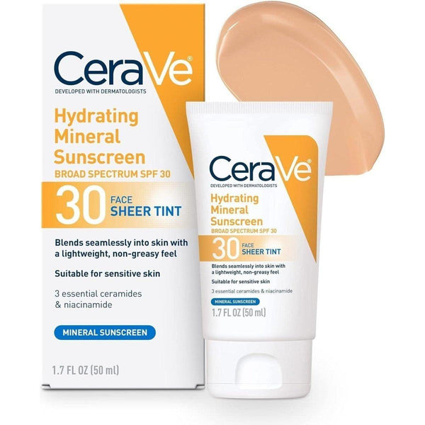 CeraVe Hydrating Mineral Sunscreen with Sheer Tint SPF 30 - 50ml - Glam Global UKCeraVe