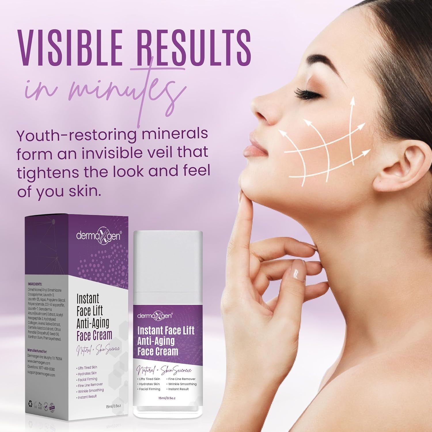 DERMAXGEN Instant Face Lift Anti-Aging Face Cream – 15ml | Instant Tightening & Wrinkle Smoothing