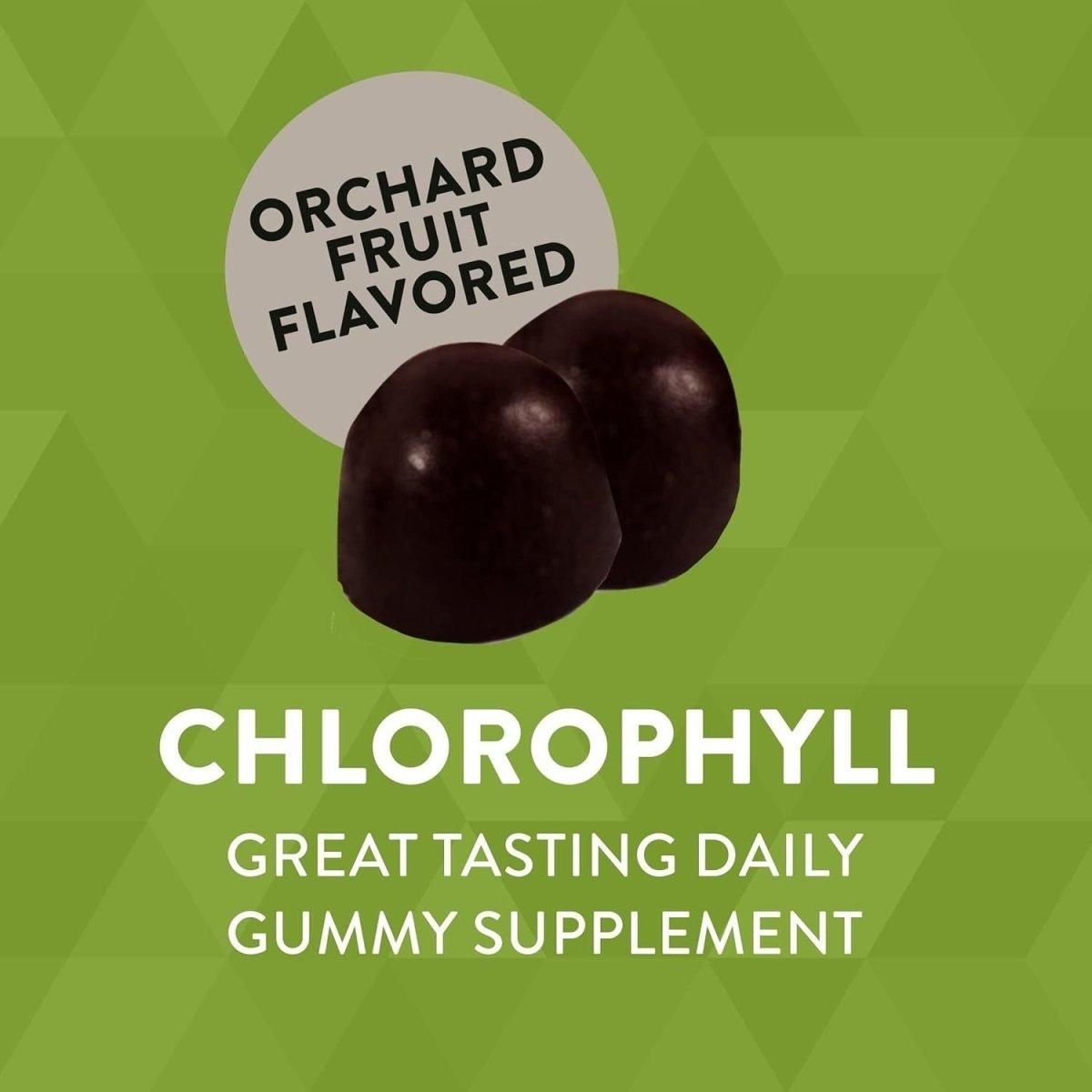 Chlorophyll Gummies, Internal Deodorant*, Supports Healthy Skin and Body Detox*, Orchard Fruit Flavored, 60 Gummies - Glam Global UK