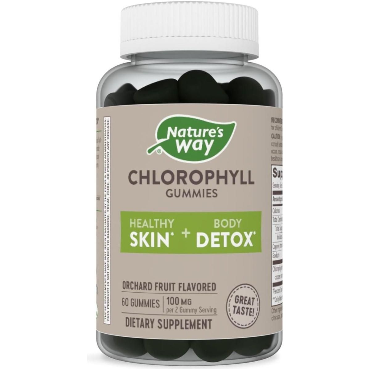 Chlorophyll Gummies, Internal Deodorant*, Supports Healthy Skin and Body Detox*, Orchard Fruit Flavored, 60 Gummies - Glam Global UK