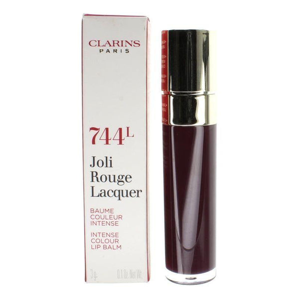 Clarins Joli Rouge Lacquer Intense Colour Lip Balm 744L Plum - Glam Global UKClarins