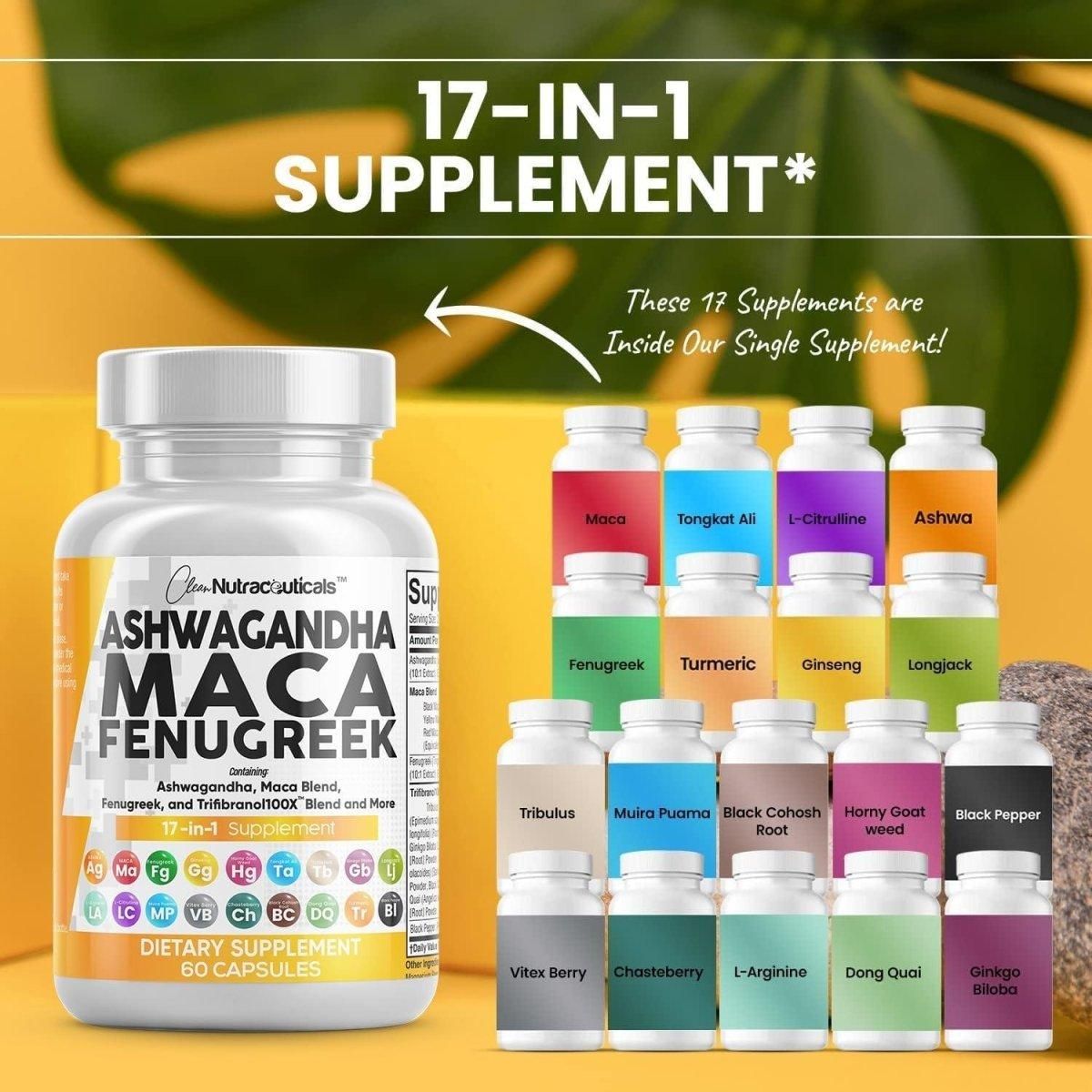 Clean Nutraceuticals 17 in 1 Maca Fenugreek Supplement - 60 Count - Glam Global UK