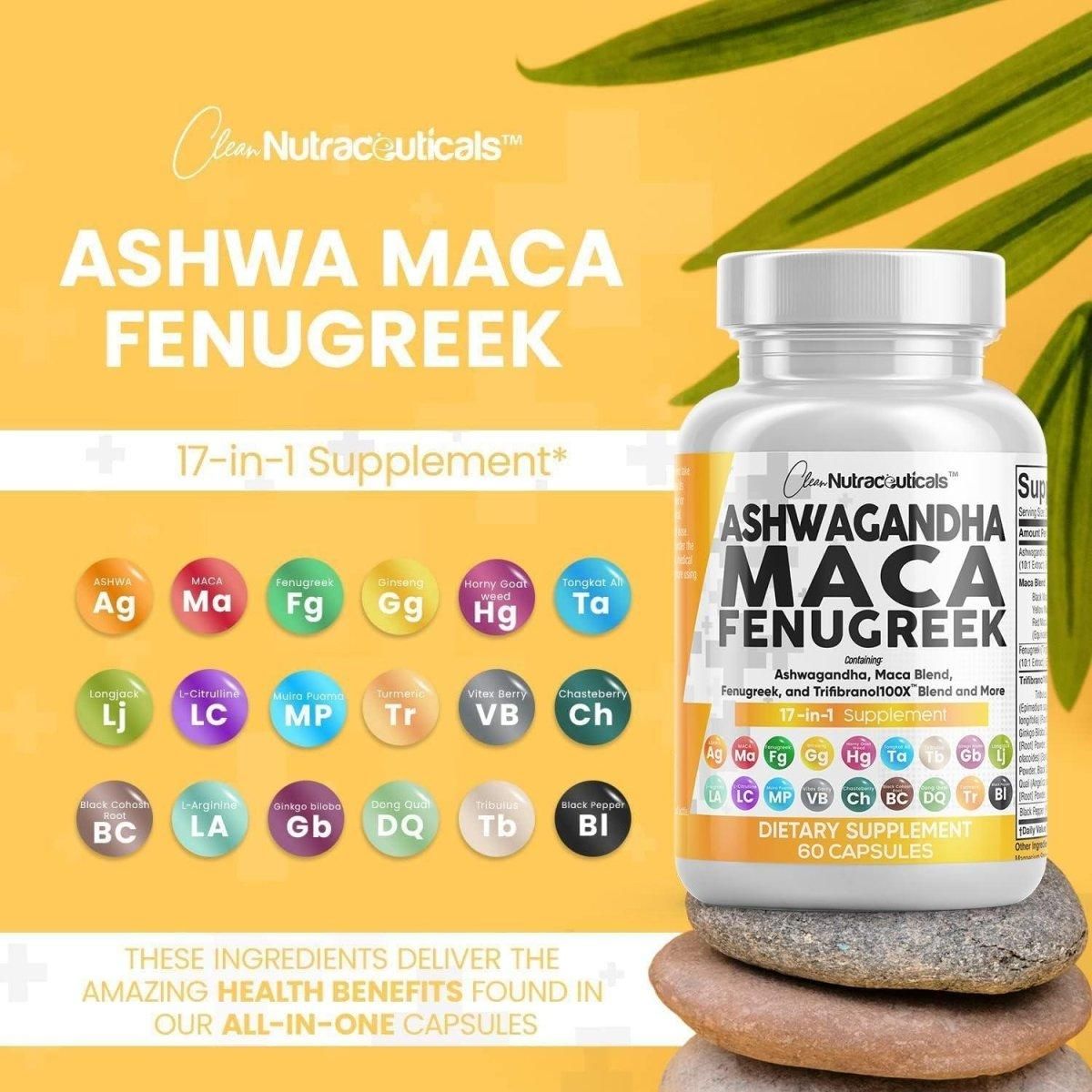 Clean Nutraceuticals 17 in 1 Maca Fenugreek Supplement - 60 Count - Glam Global UK