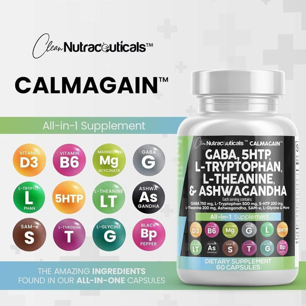 Clean Nutraceuticals CALMAGAIN All - in - 1 Supplement - 60 Capsules - Glam Global UKClean Nutraceuticals