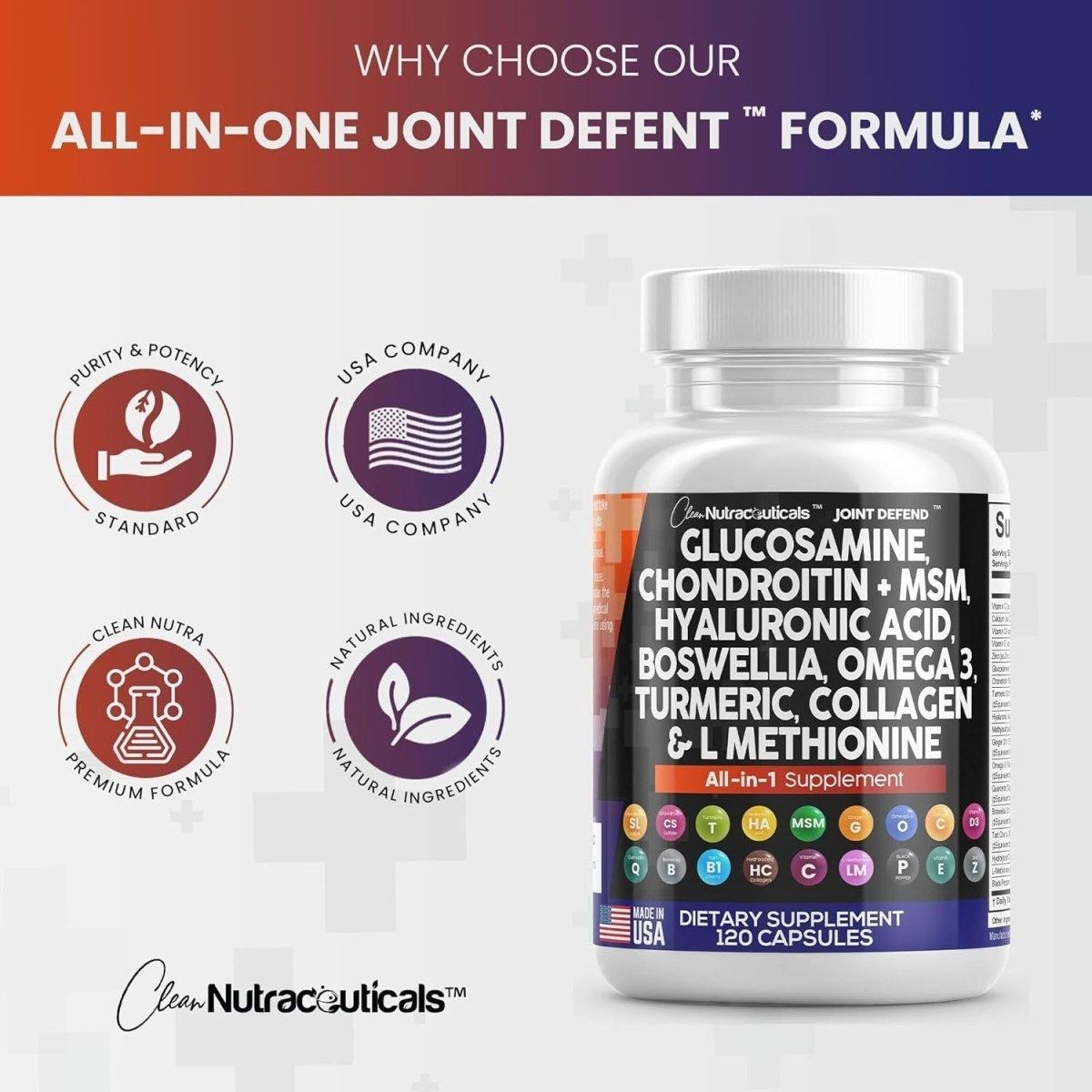 Clean Nutraceuticals Joint Defend All - in - 1 Supplement - 120 Capsules - Glam Global UK