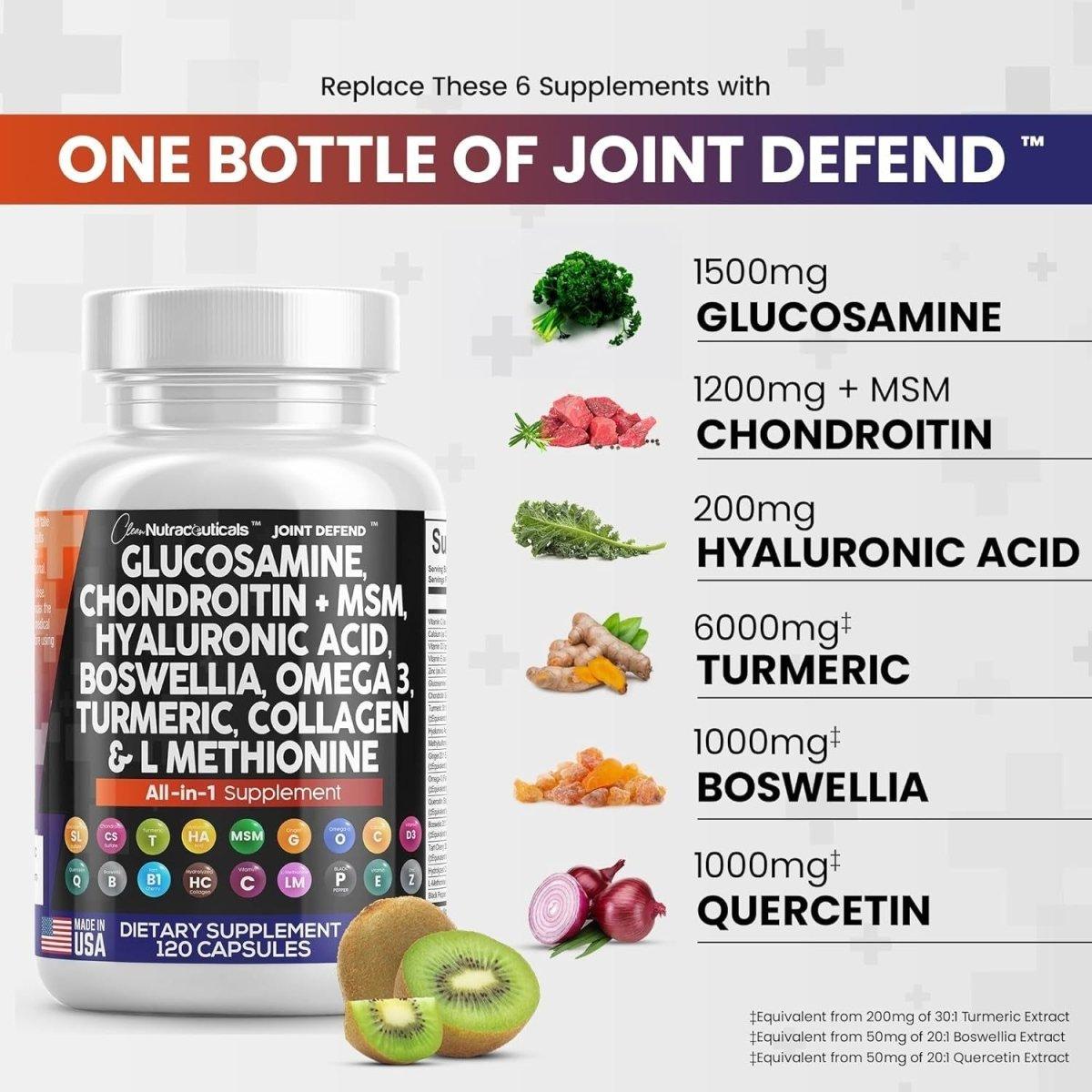 Clean Nutraceuticals Joint Defend All - in - 1 Supplement - 120 Capsules - Glam Global UK