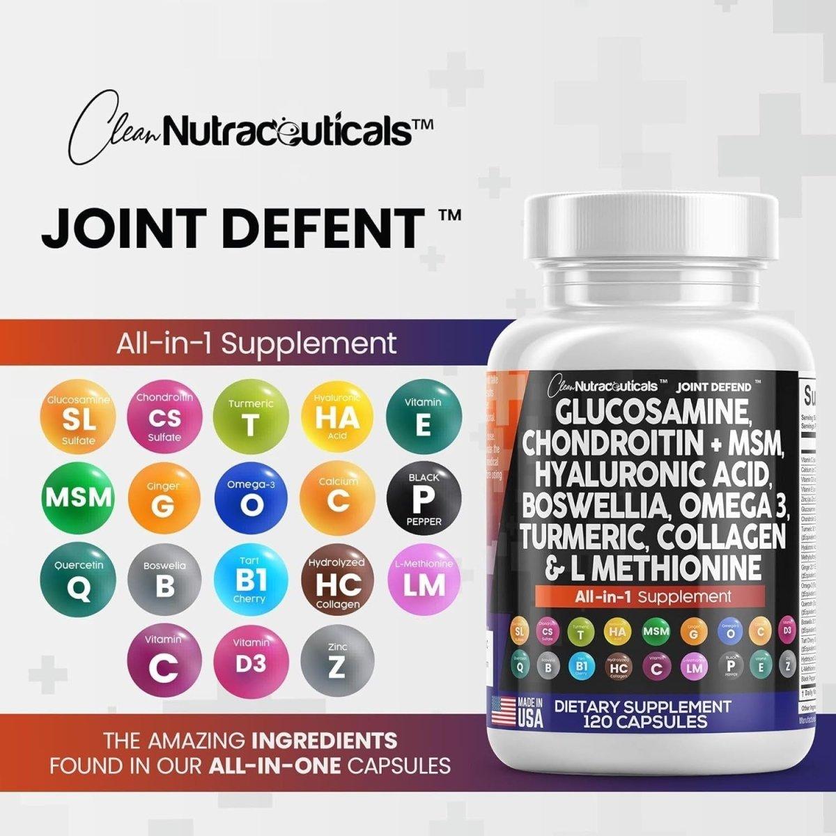 Clean Nutraceuticals Joint Defend All - in - 1 Supplement - 120 Capsules - Glam Global UK