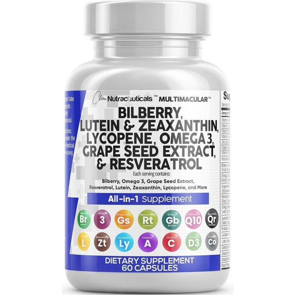 Clean Nutraceuticals MULTIMACULAR All - in - 1 Eye Health Supplement - 60 Capsules - Glam Global UKClean Nutraceuticals