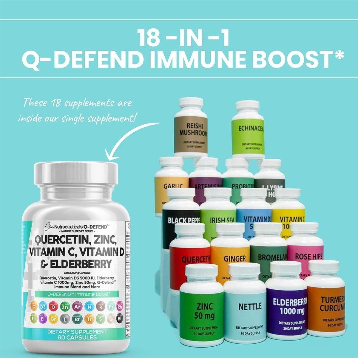 Clean Nutraceuticals Q - Defend Immune Boost Supplement - 60 Capsules - Glam Global UK