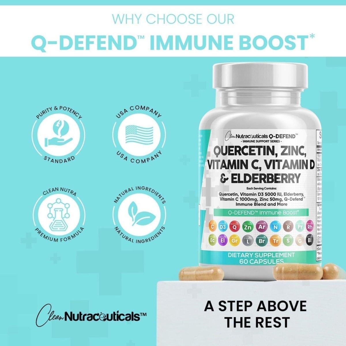 Clean Nutraceuticals Q - Defend Immune Boost Supplement - 60 Capsules - Glam Global UK