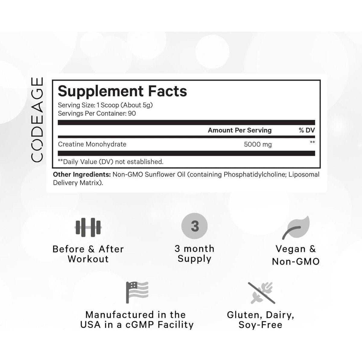 Codeage Liposomal Creatine Powder Supplement 16.03 oz - 455 g - Glam Global UK