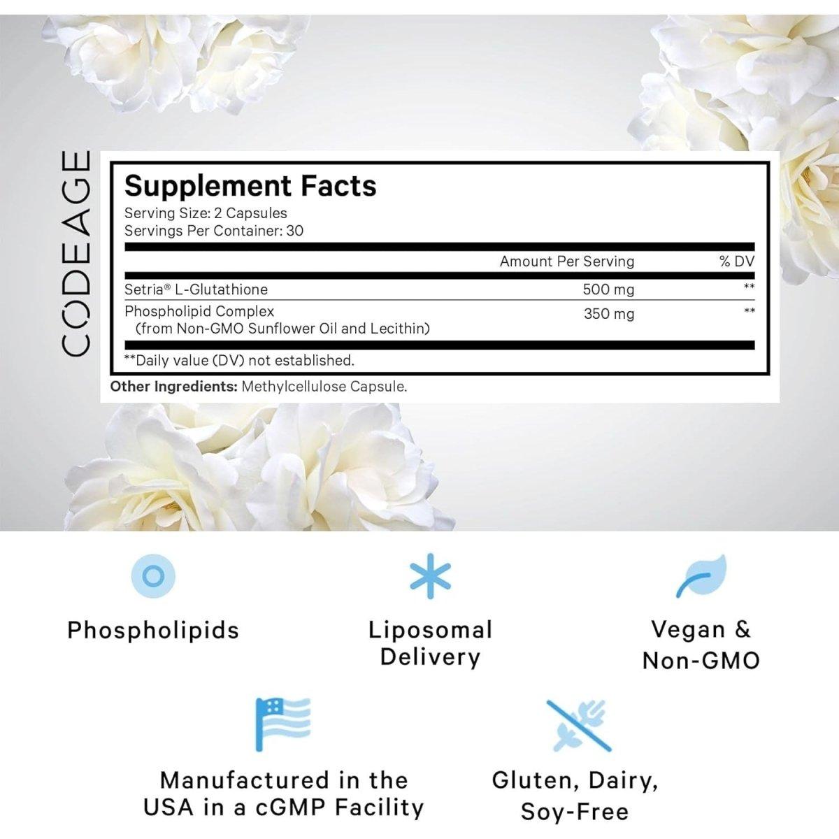 Codeage Liposomal Glutathione Supplement - 60 Vegetable Capsules - Glam Global UK