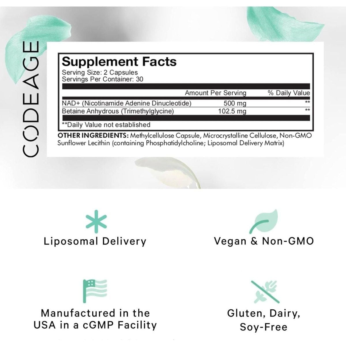 Codeage Liposomal NAD+ Supplement - 60 Capsules - Glam Global UK