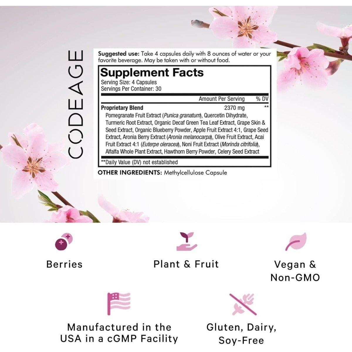 Codeage Polyphenols Broad Spectrum+ Supplement - 120 Capsules - Glam Global UK