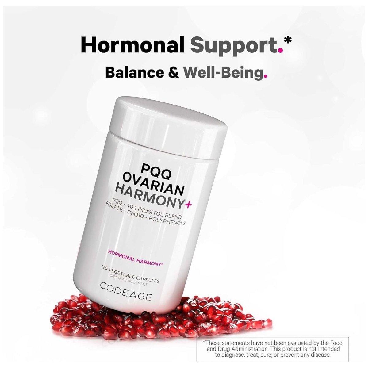 Codeage PQQ Ovarian Harmony+ Supplement - 120 Vegetable Capsules - Glam Global UKCodeage