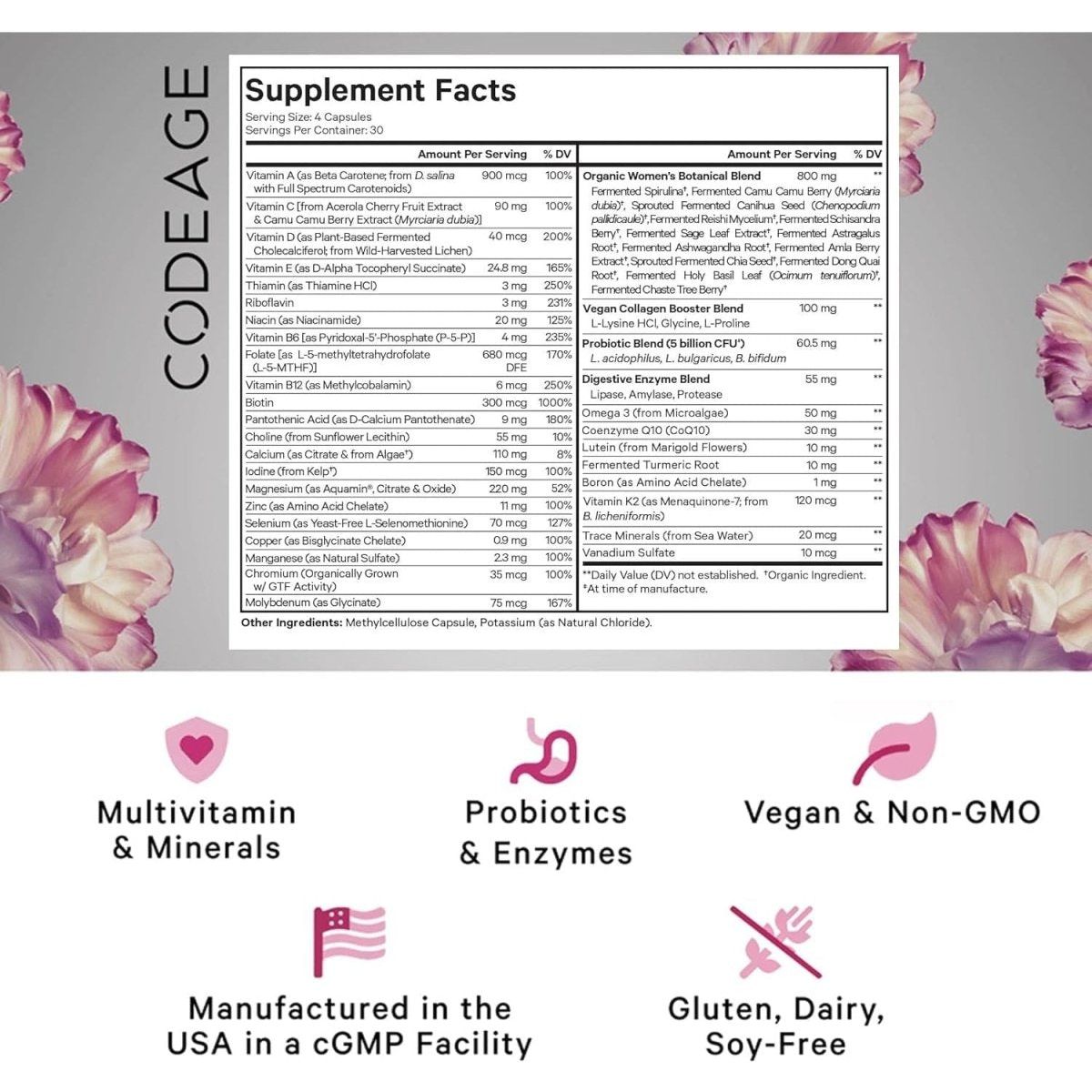 Codeage Women’s Fermented Multivitamin Supplement - 120 Capsules - Glam Global UK